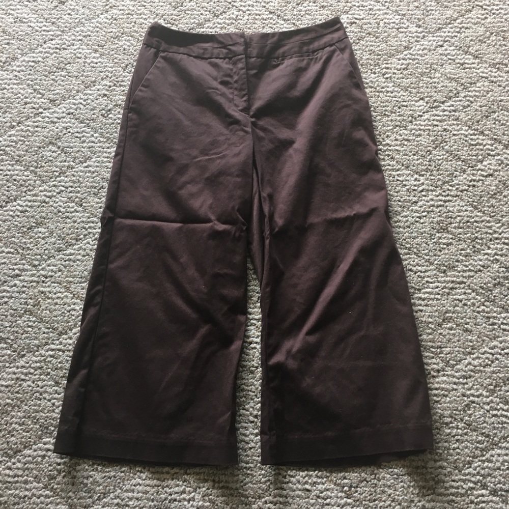 Worthington Stretch Wide Leg Brown Capris 4